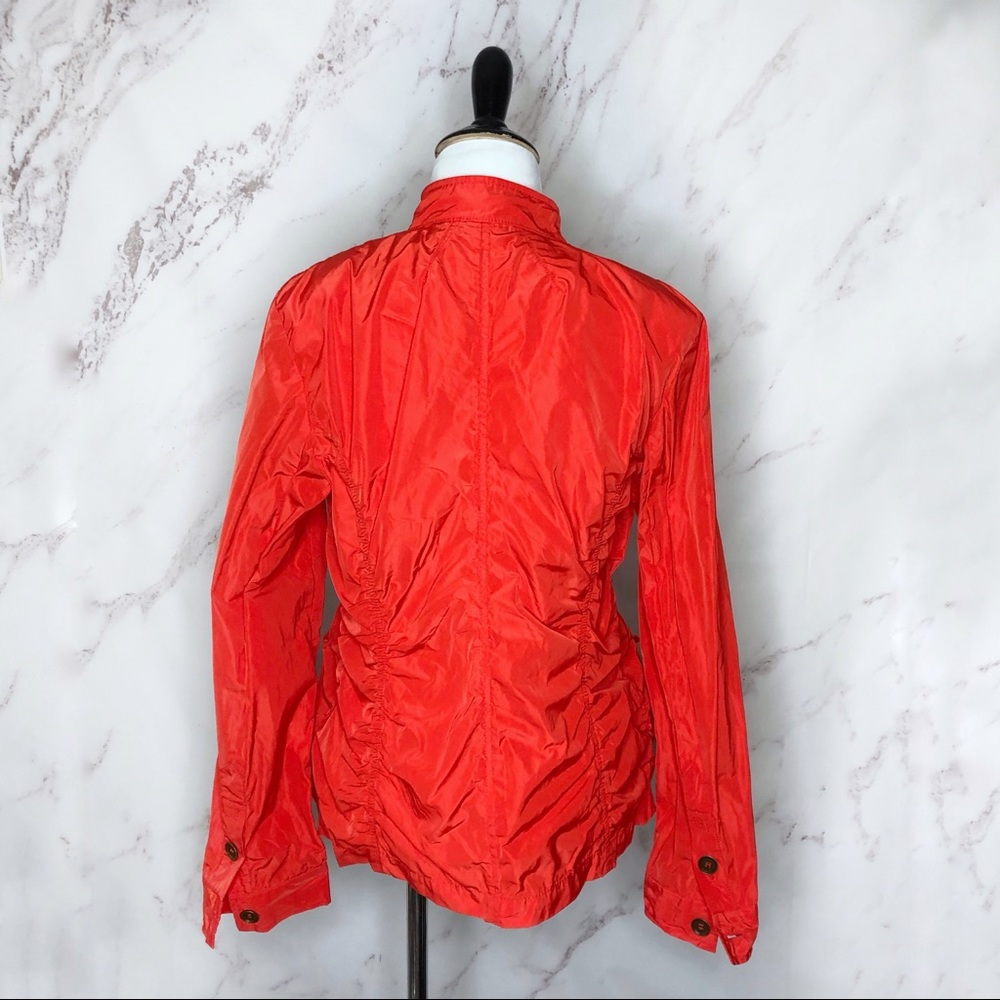 Linea Domani Tomato Red Snap Button Ruched Jacket 10 - Picture 2 of 5